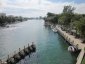 Our dinghy docked at the ramp near bridge