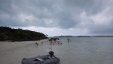 Dinghy at the cloudy beach