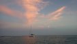 Out Yacht at Sunset at Sapodilla Bay