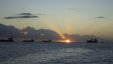 Anchored Tankers at Sunset