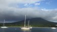 Boats Moored Pinneys Beach Under Nevis Peak