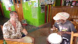 Drum Jamming at Saline Bay Bar Mayreau Grenadines