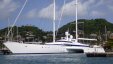 Big Trimaran Yacht at Port Louis Marina Grenada